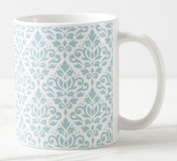 Scroll Damask Mug Blue & White